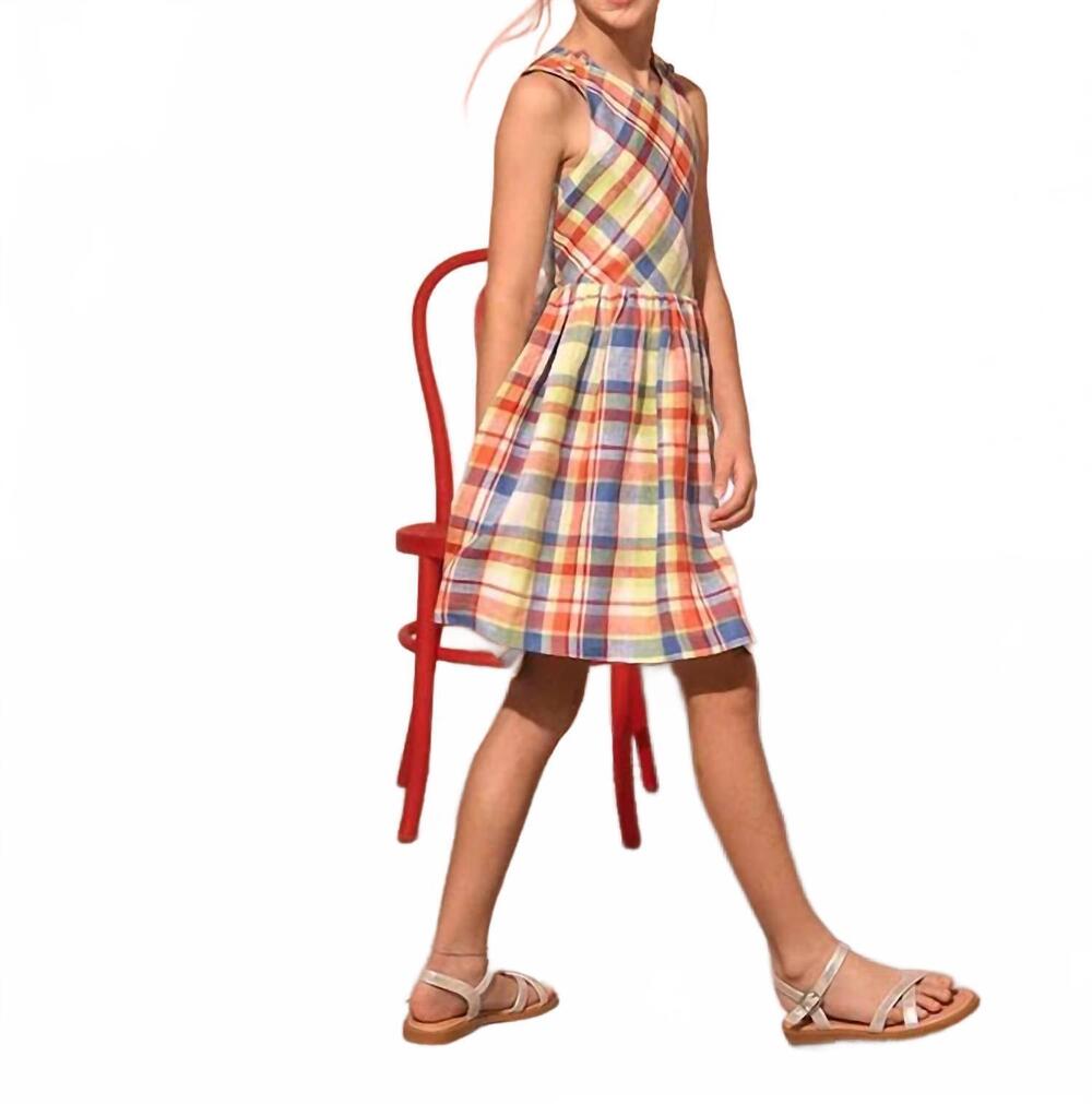 NEW HUNTER BELL girl's june sleeveless dress in harbor club madras